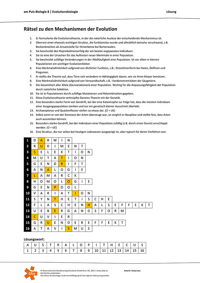 Rätsel zu den Mechanismen der Evolution