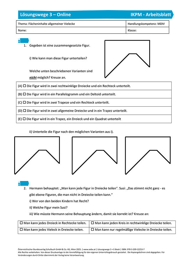 Gecheckt Flächeninhalte allgemeiner Vielecke