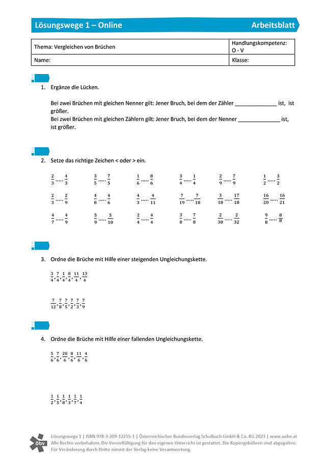 Vergleichen von Brüchen 1