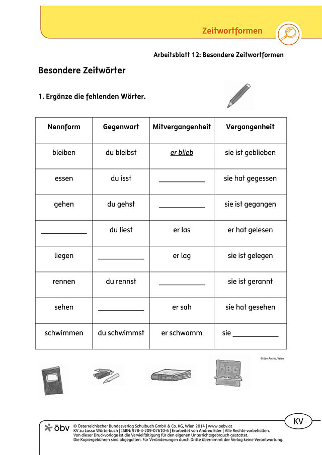 Besondere Zeitwortformen