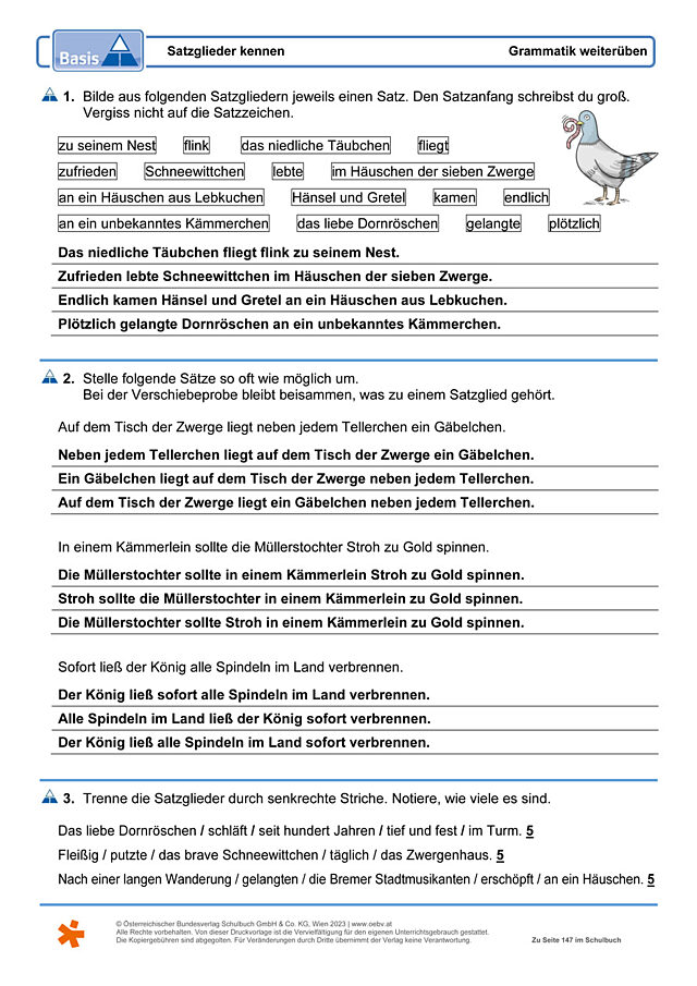 Satzglieder kennen