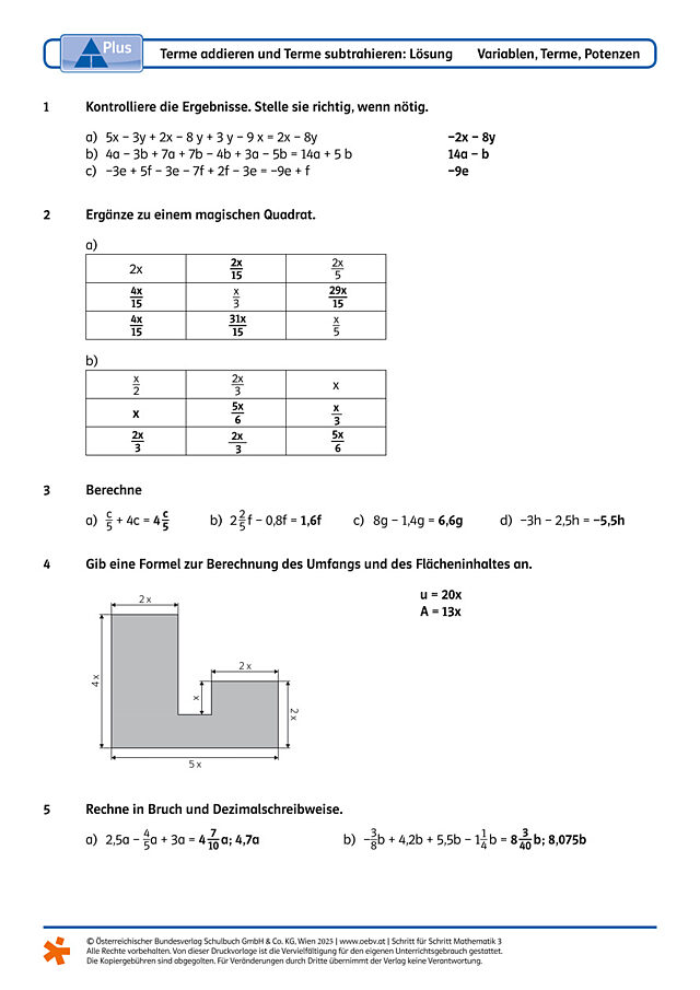 Addieren und Subtrahieren von Termen