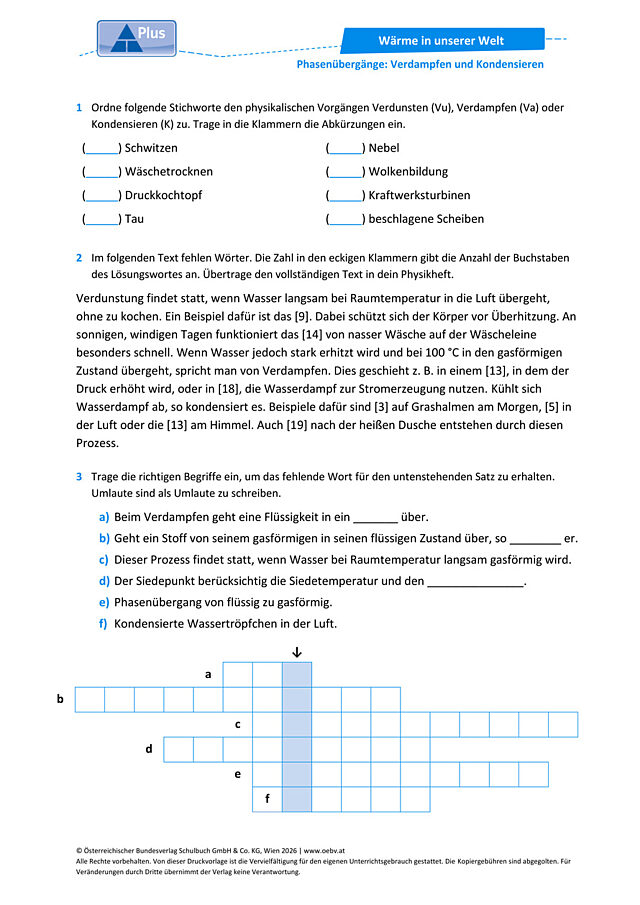 Phasenübergänge: Verdampfen und Kondensieren