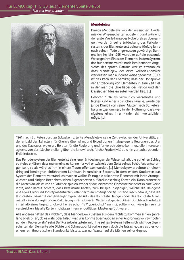 Text und Interpretation „Mendelejew“