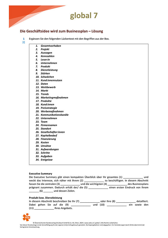 Die Geschäftsidee wird zum Businessplan