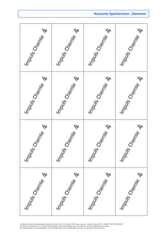 Rückseite Spielkärtchen Elemente