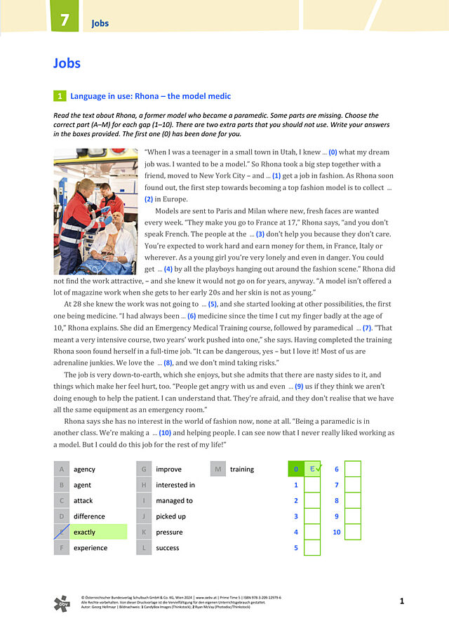 Jobs: Language in use (banked gap fill, multiple choice)