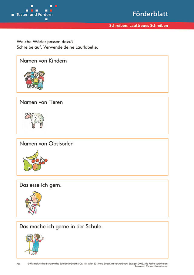 Schreiben: Lauttreues Schreiben