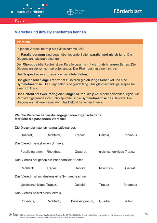 Vierecke und ihre Eigenschaften kennen