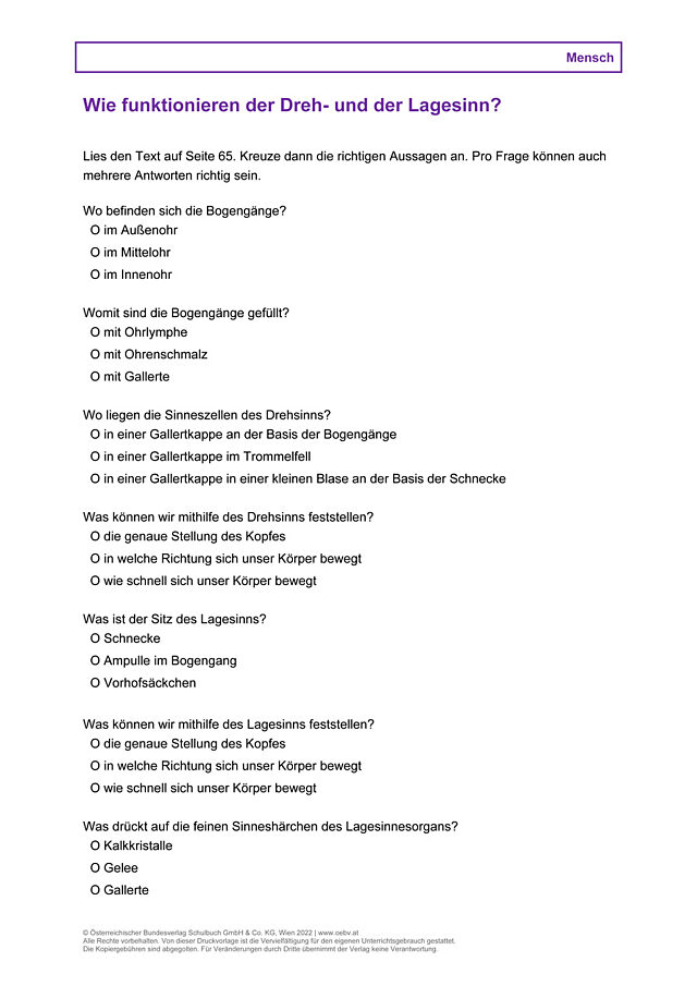 Wie funktionieren der Dreh- und der Lagesinn?