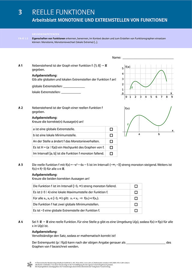 Monotonie und Extremstellen von Funktionen