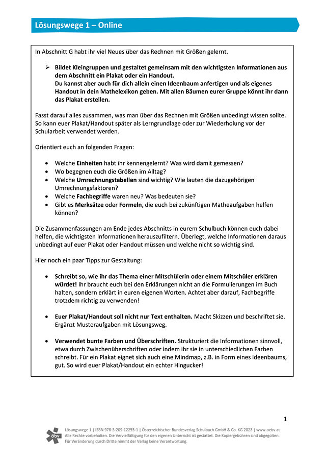 Plakat bzw. Handout