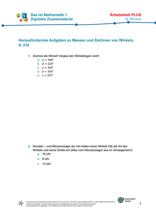 Plus AB zu I4 Messen und Zeichnen von Winkeln