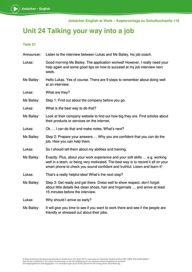 Talking your way into a job
