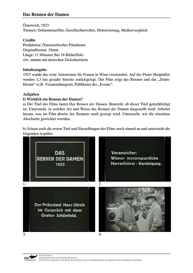 Material zu "Das Rennen der Damen"