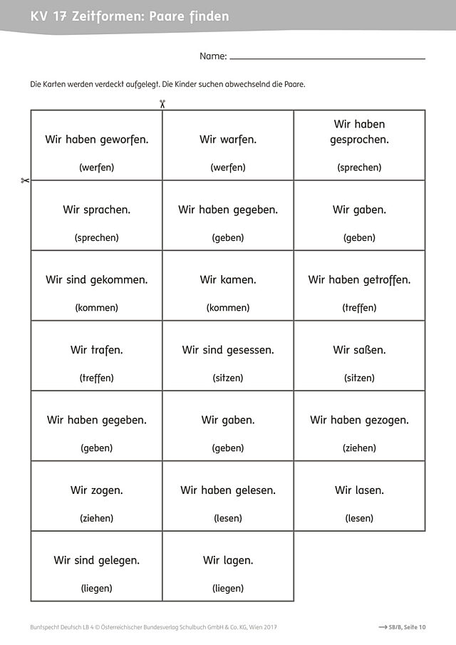 Zeitformen: Paare finden