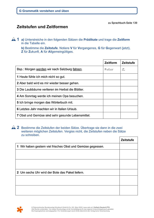 Zeitstufen und Zeitformen