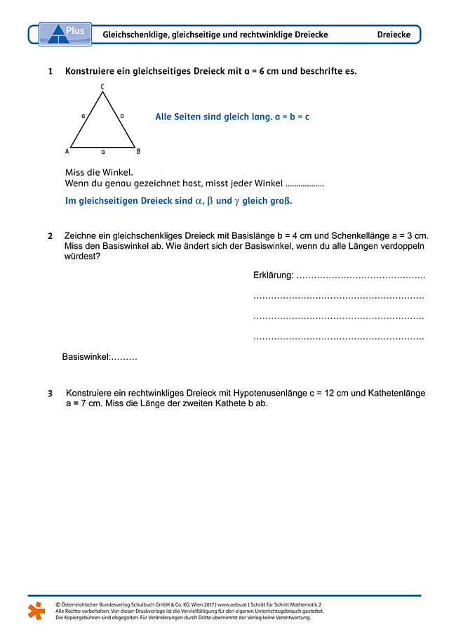 Gleichschenklige, gleichseitige und rechtwinklige Dreiecke