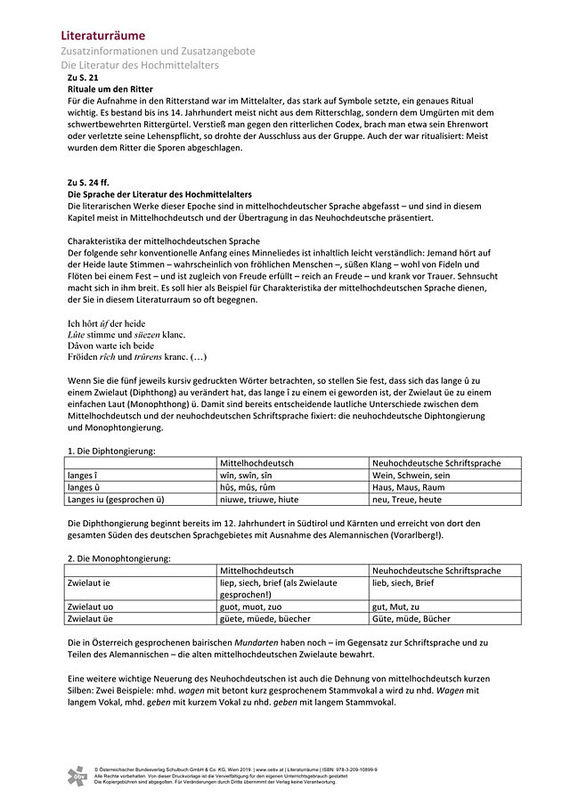 Die Literatur des Hochmittelalters