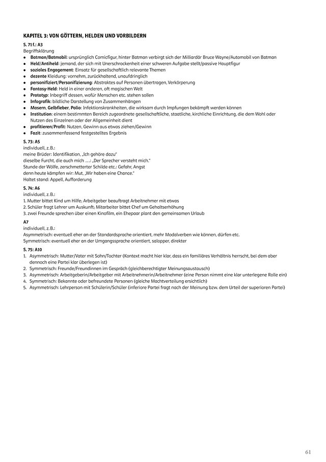 Von Göttern, Helden und Vorbildern