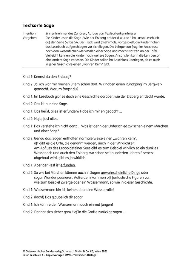 Textsortendialog: Sage, Transkript
