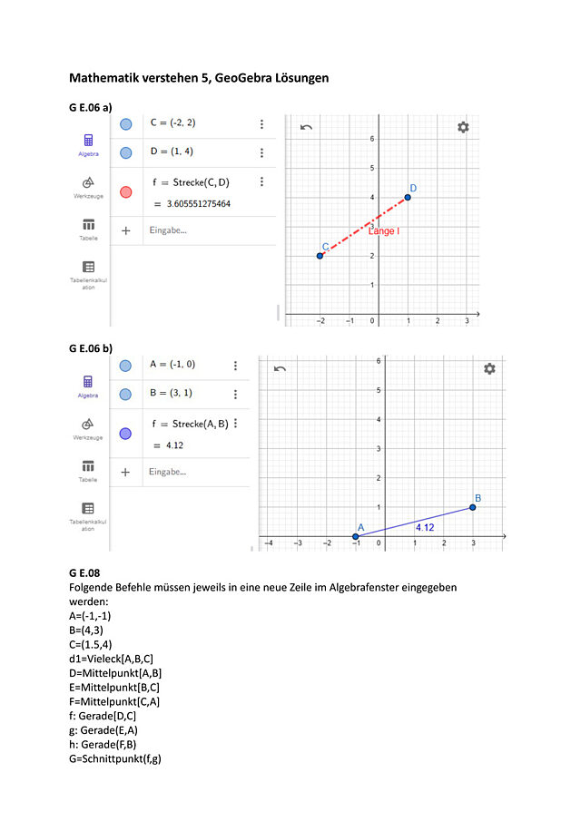Mathematik verstehen Technologietraining GeoGebra Lösungen