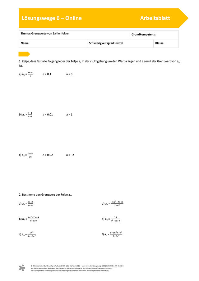Grenzwerte von Zahlenfolgen