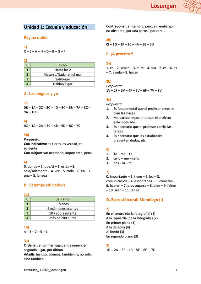 Lösungen zum Schulbuch