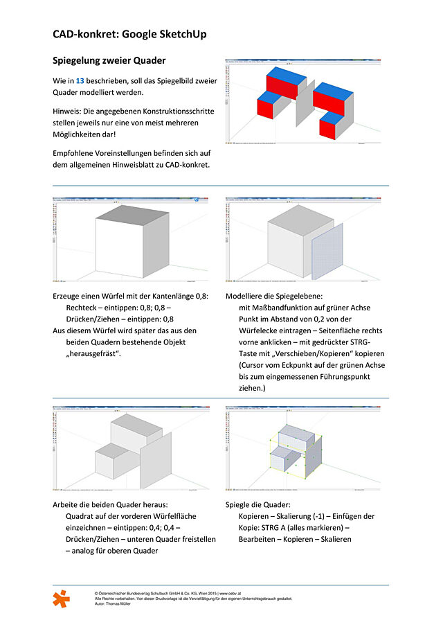 CAD konkret (Google SketchUp): Spiegelung zweier Quader