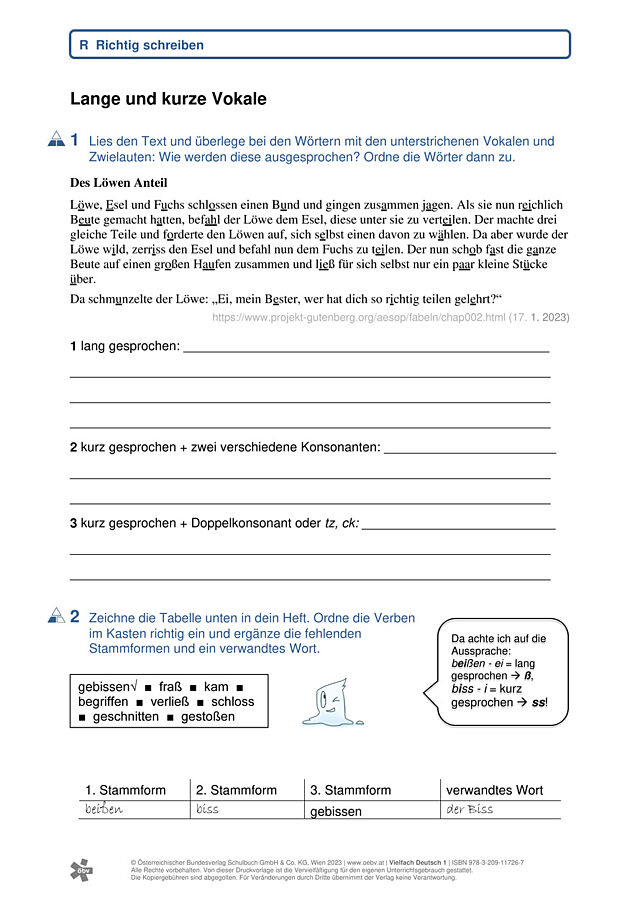 Lange und kurze Vokale