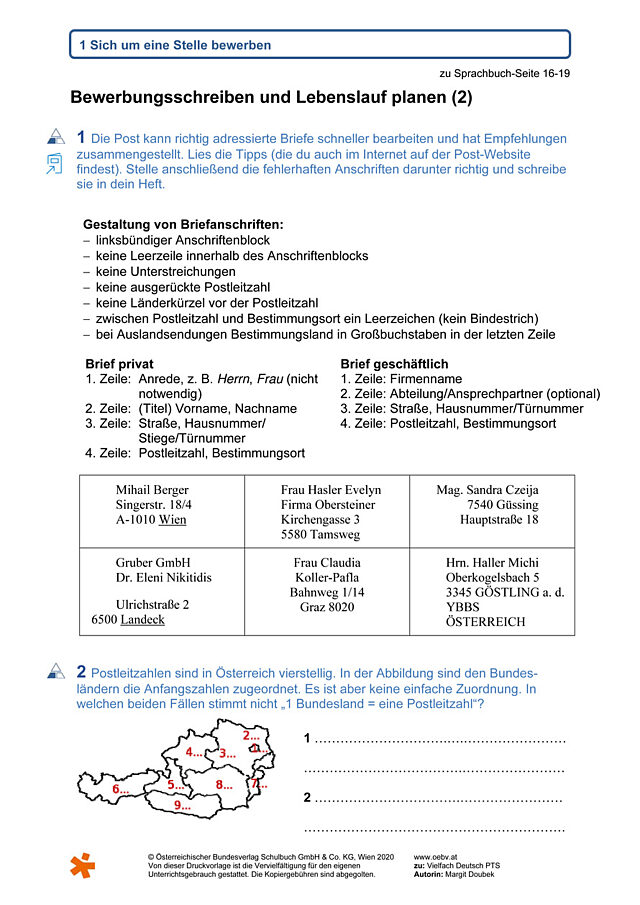 Lebenslauf und Bewerbungsschreiben planen (2)