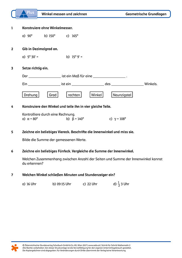 Winkel messen und zeichnen