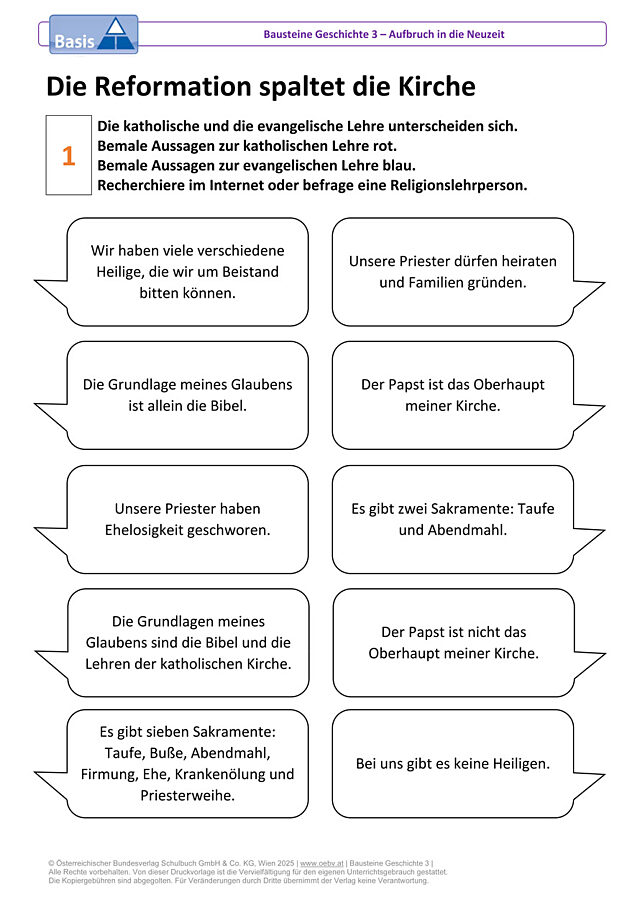 Die Reformation spaltet die Kirche