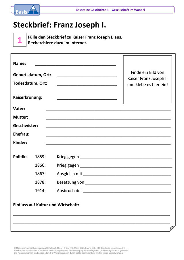 Steckbrief: Franz Joseph I.