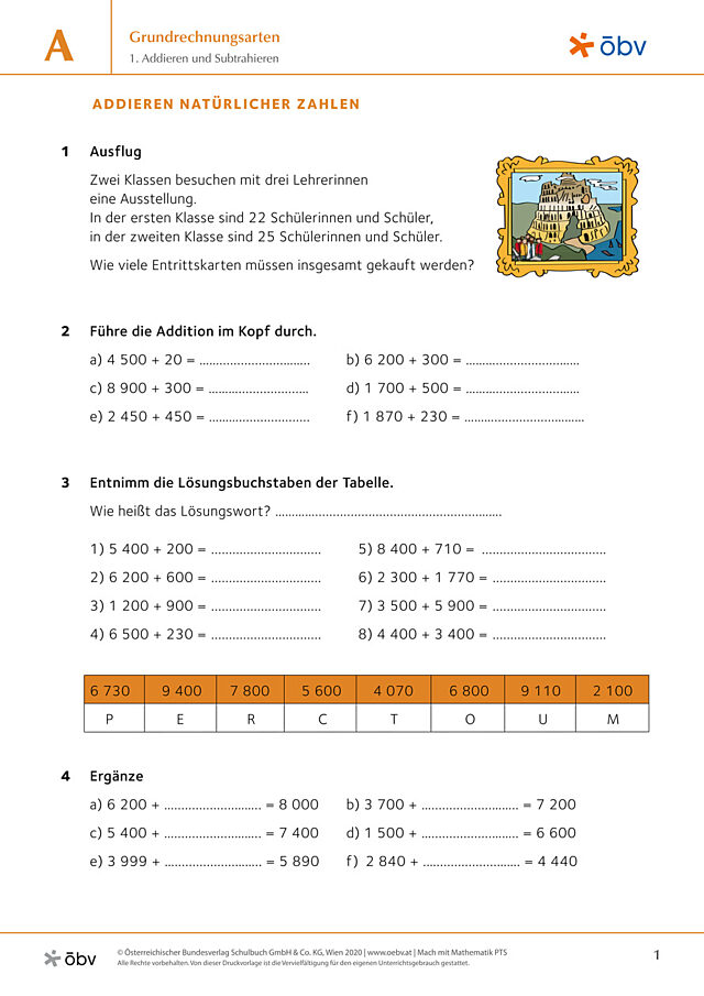 1. Addieren und Subtrahieren