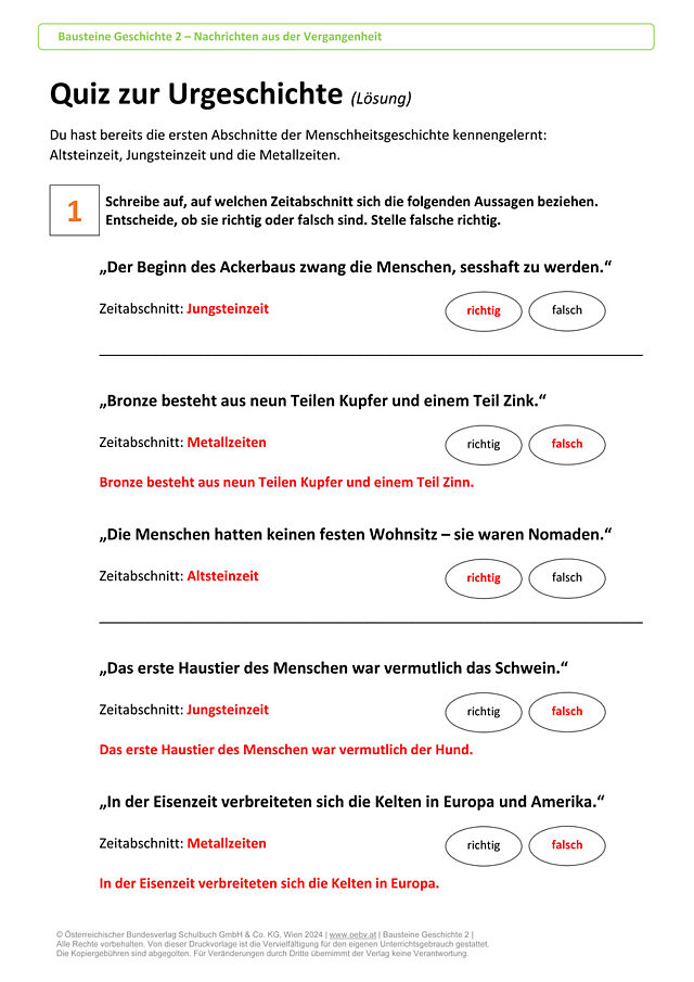 Quiz zur Urgeschichte