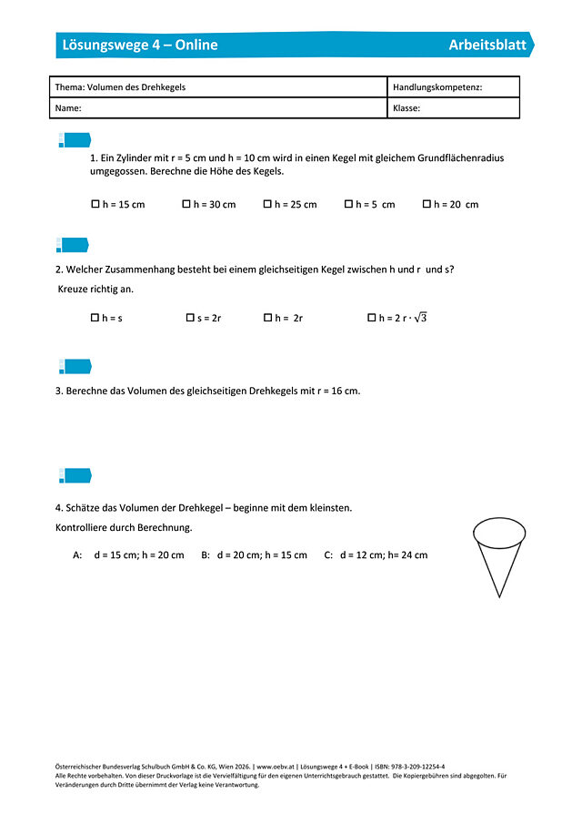 Das Volumen des Drehkegels