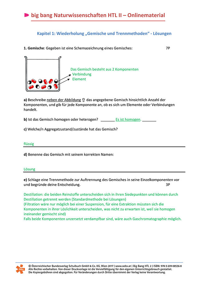Wiederholung „Gemische und Trennmethoden“