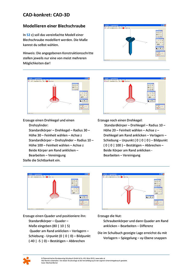 CAD konkret (CAD-3D): Modellieren einer Blechschraube