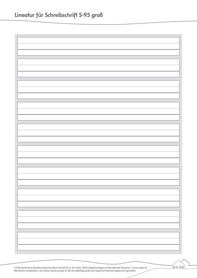 Lineatur für Schreibschrift S-95