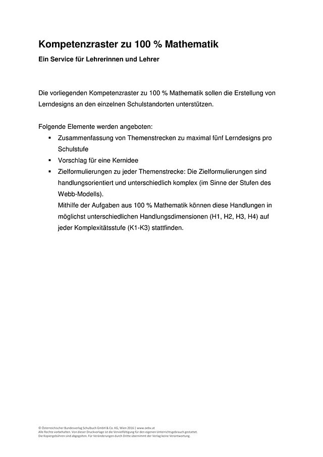 Begleittext zu den Kompetenzrastern