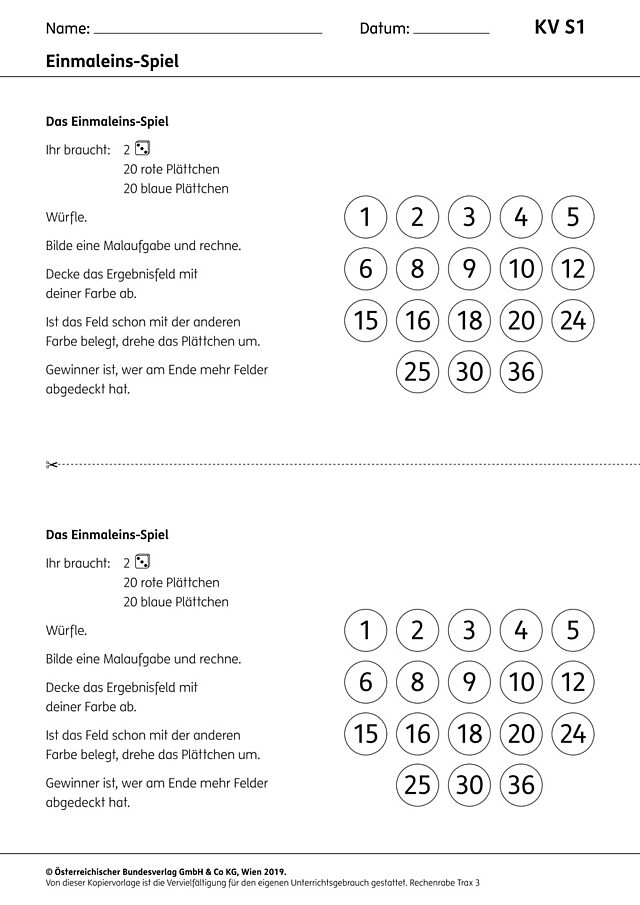 Einmaleins-Spiel