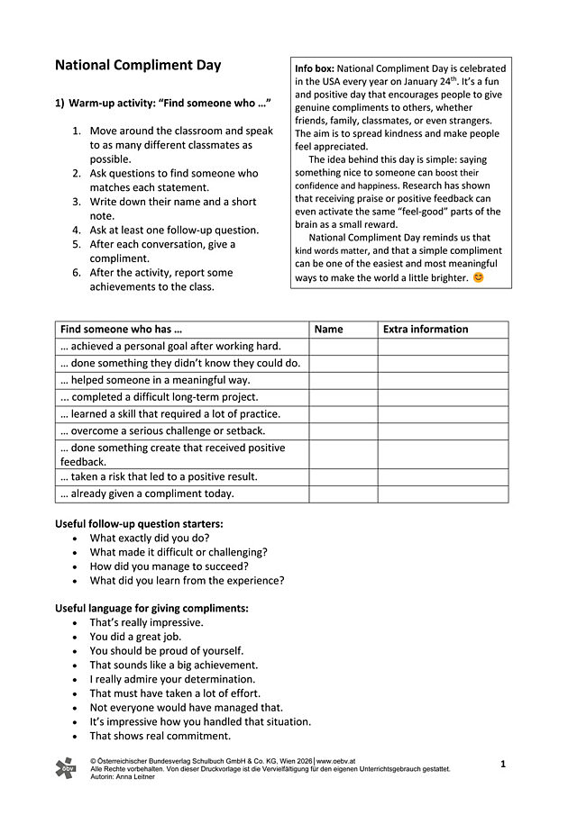 National Compliment Day USA