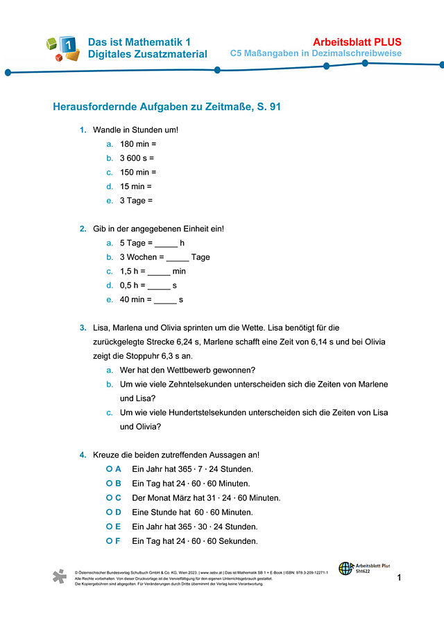 Plus AB zu C5 Zeitmaße