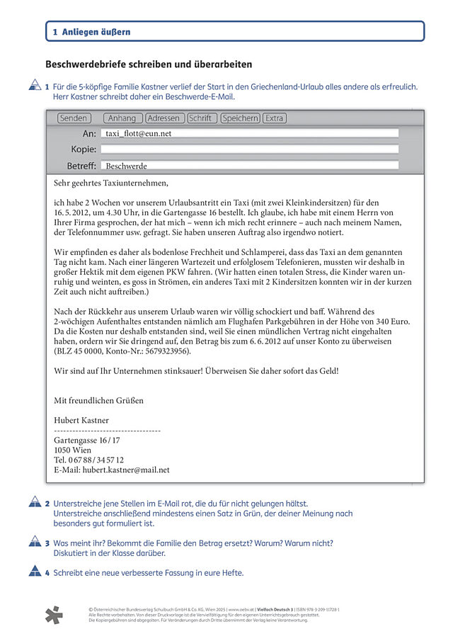 Beschwerdebriefe schreiben und überarbeiten