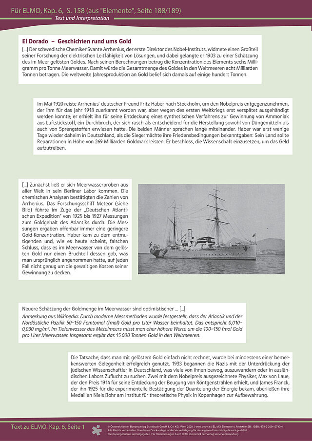 Text und Interpretation „El Dorado – Geschichten rund ums Gold“