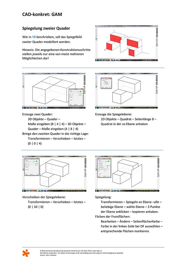 CAD konkret (GAM): Spiegelung zweier Quader