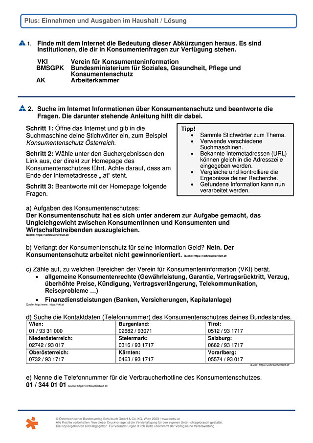 Einnahmen und Ausgaben
