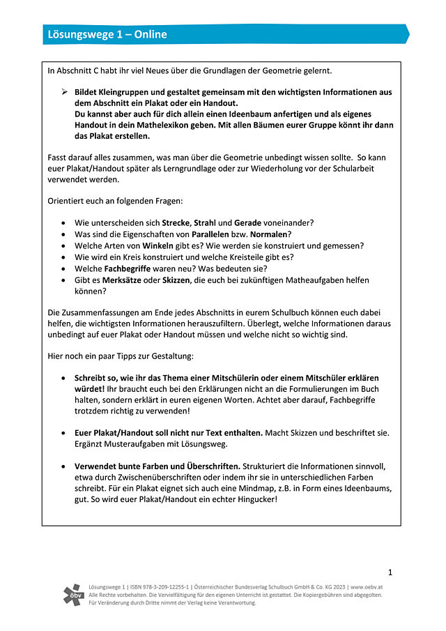Plakat bzw. Handout
