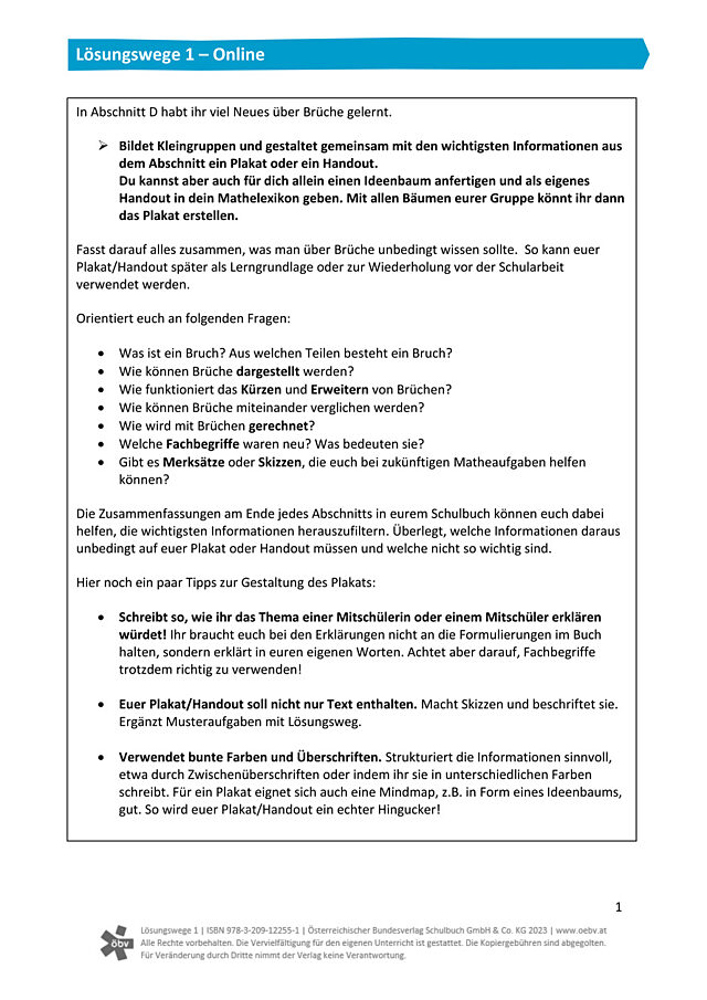 Plakat bzw. Handout